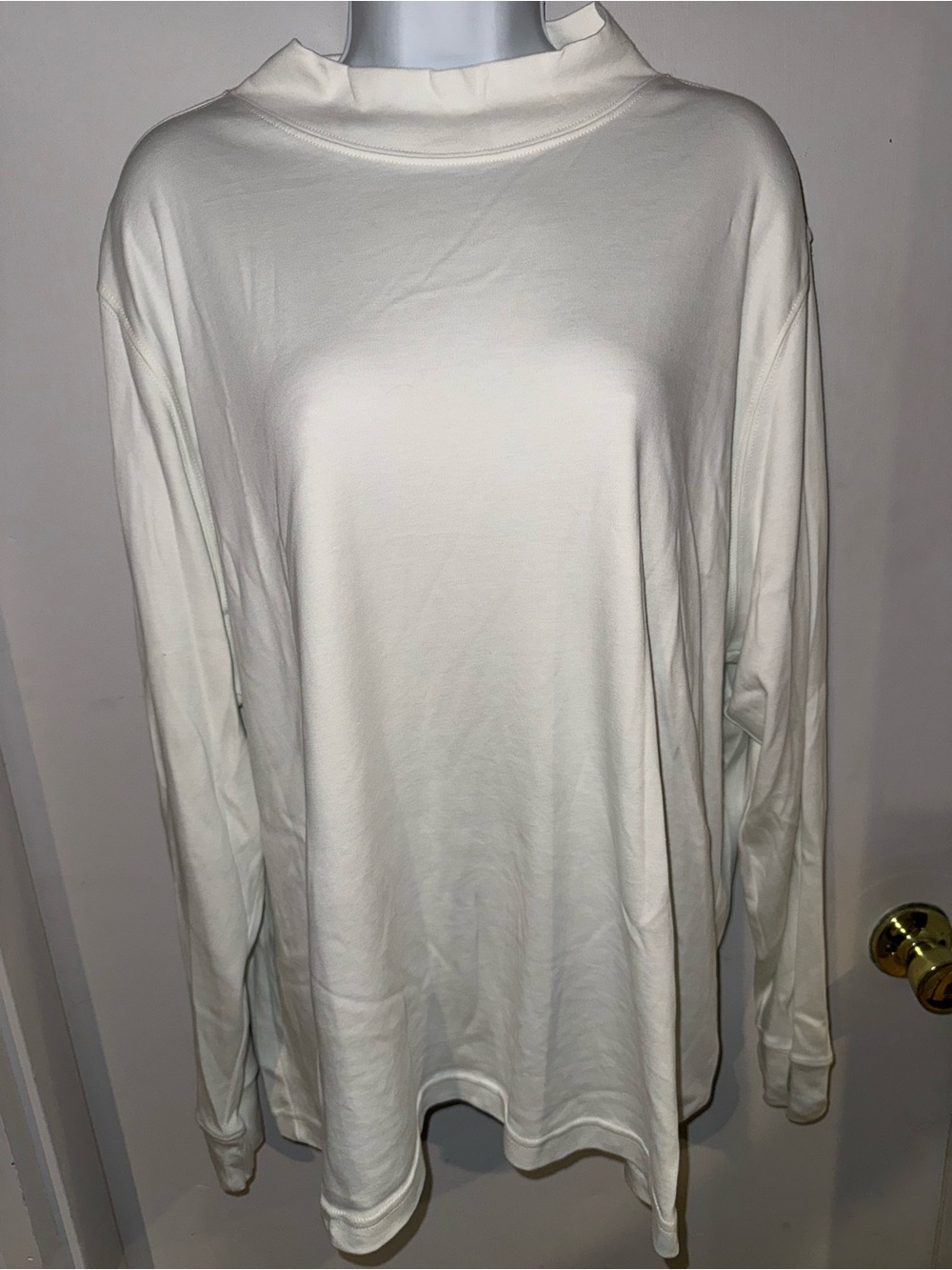 Lands' End Women’s Cream Mock Neck Long-Sleeve Shirt plus 3X